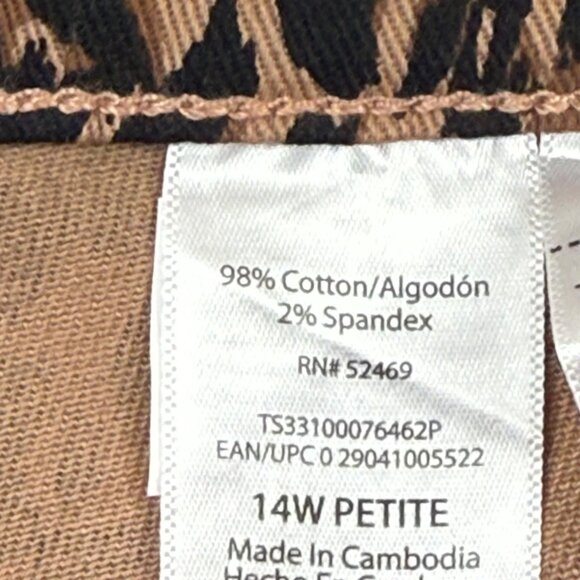 Terra & Sky Women Straight Stretch Brown Black Leopard Denim Jeans Plus 14WP NWT - Picture 6 of 10